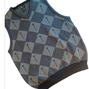 Gray Argyle Golf Sweater Vest Vintsge XL